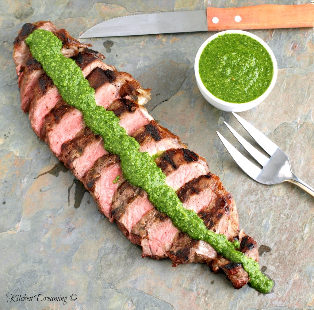 Although steak traditionally accompanies chimichurri sauce don't let that deter you. We eat ours on anything imaginable...lamb, chicken, fish, pork, shrimp, and grilled vegetables. We've even eaten it alone on a slice of bread.