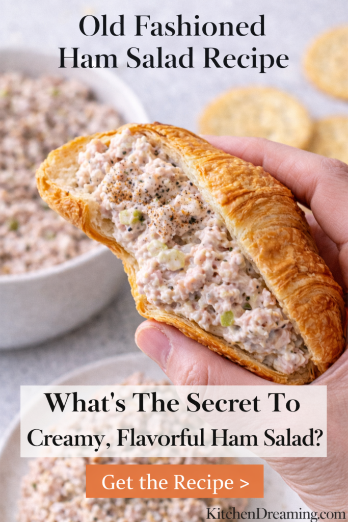 Best Ham Salad Recipe – Old Fashioned, Creamy, Easy to Make 10 Creamy ham salad recipe inside croissant sandwich with visible textur