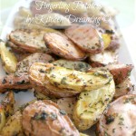 Garlic and Herb Roasted Fingerling Potatoes have outer skins that are crispy with a hint of garlic and the centers are still so creamy.