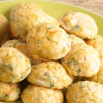 Garlic Cheddar Drop Biscuits on a serving dish.