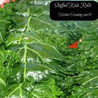 Stuffed Kale Rolls are just my spin on the traditional cabbage roll and is a dish consisting of cooked stuffed kale leaves wrapped around a filling.v
