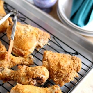 Oven fried Chicken is baked in the oven for a crispy coating without the added preservatives and MSG, unlike the big chain chicken places.