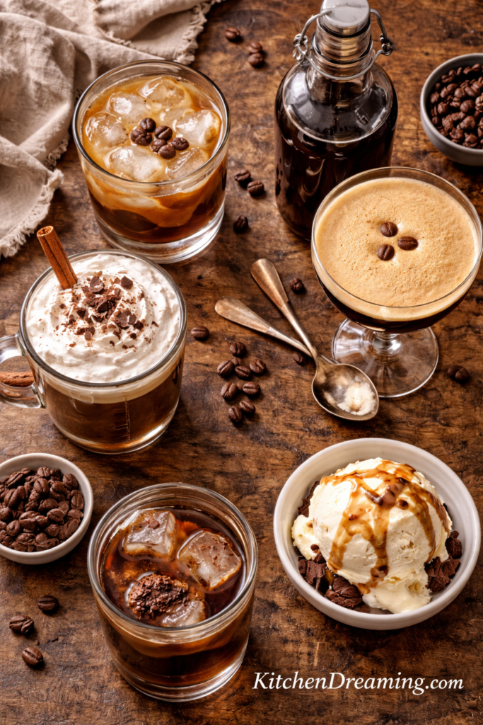 Homemade Kahlua Recipe (Better Than Store-Bought & Easy!) 4 Homemade kahlua recipe used in cocktails desserts and coffee drinks with serving ideas.