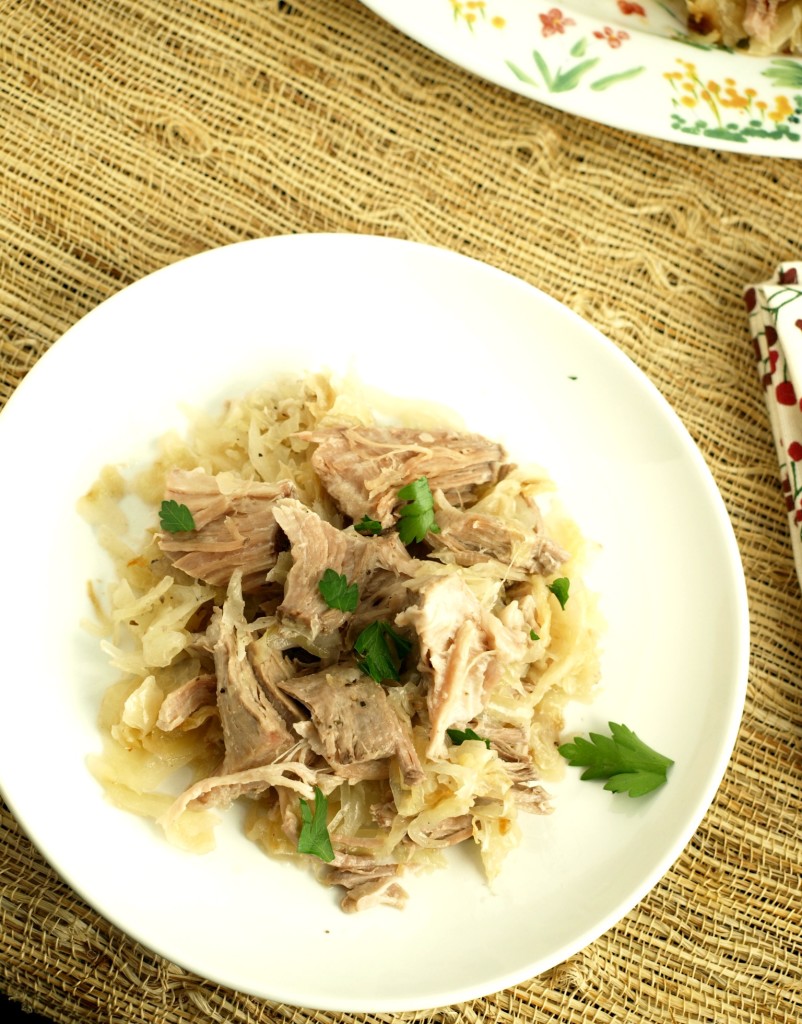 Crock Pot Braised Pork and Sauerkraut ribs are fall apart delicious and tender and combined with the sauerkraut made for a very satisfying fall meal.