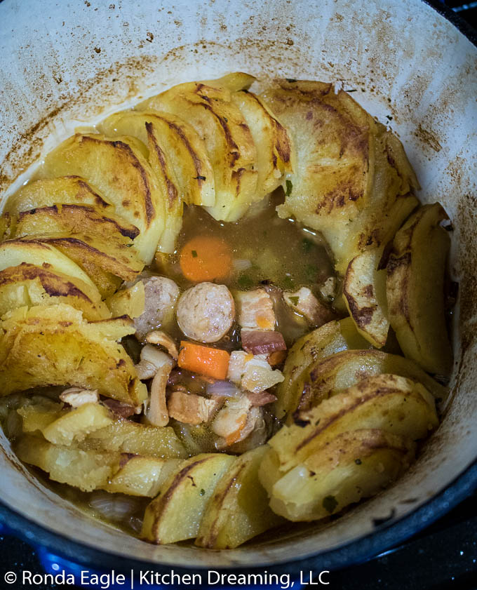 4. Cover and simmer on low until the potatoes are fork tender.
