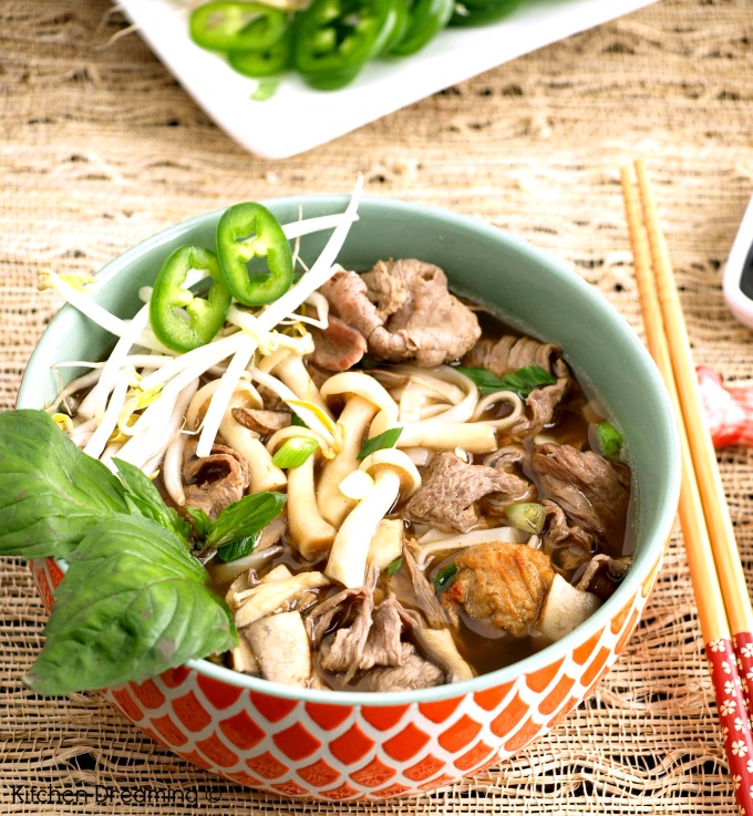 Easy beef pho has flavors that are fresh and bright and makes for a perfect lunch or dinner.