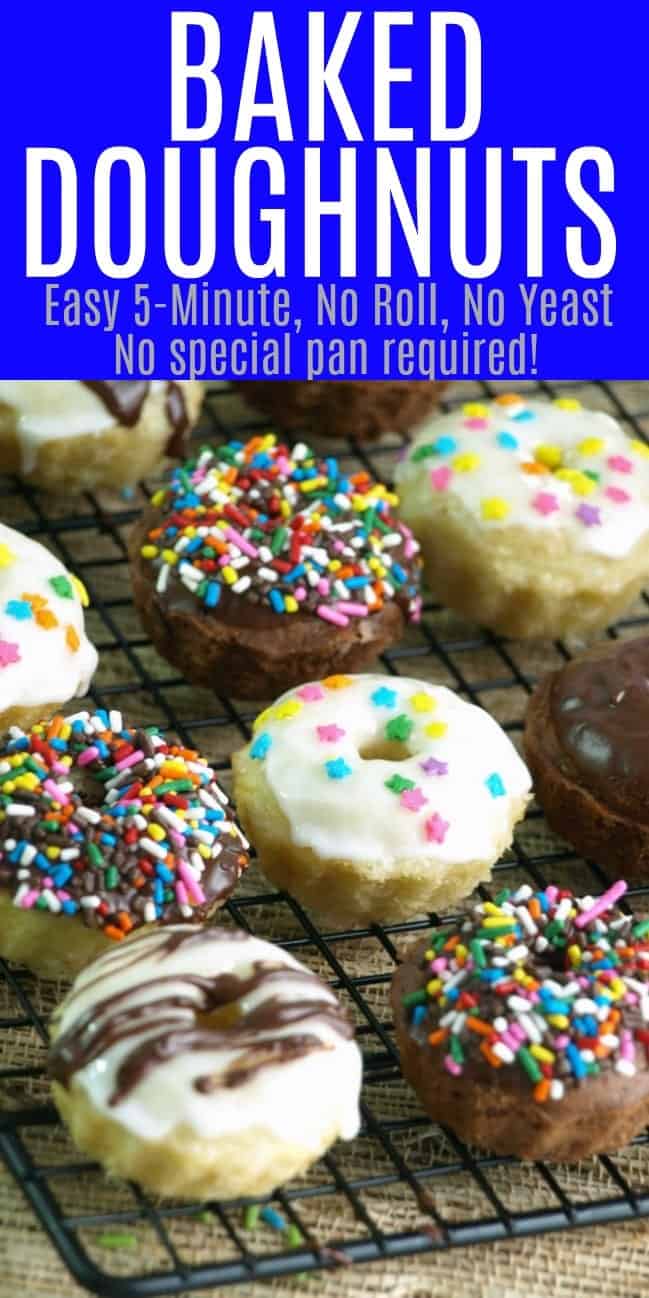 mini doughnuts covered in frosting and sprinkles on a cooling rack.