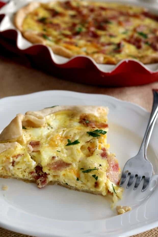 Quiche Lorraine may sound fancy but it is just a French name for Bacon Quiche. 