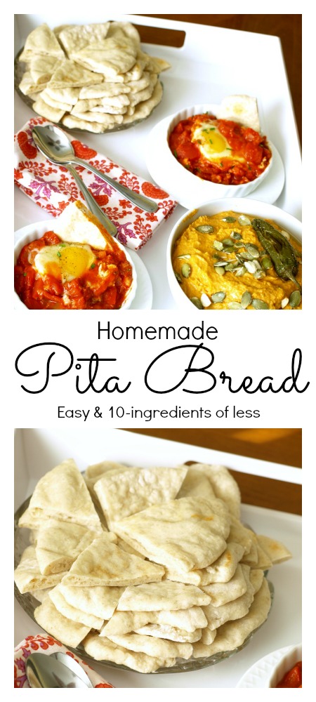 a PInnable Pinterest Image of homemade Pita Bread.