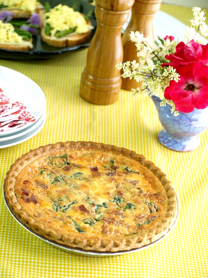  Spinach and Bacon Quiche is easy to prepare at home and since many can be made at once, can easily feed a crowd.