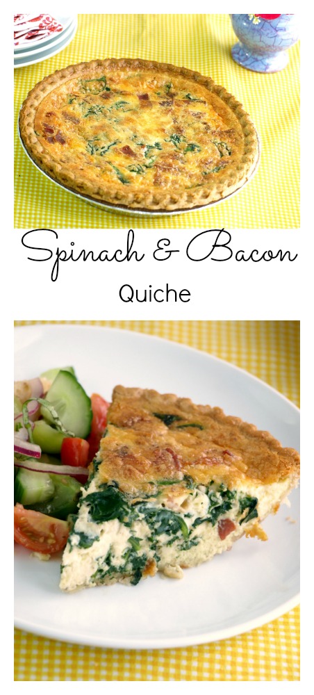  Spinach and Bacon Quiche is easy to prepare at home and since many can be made at once, can easily feed a crowd.