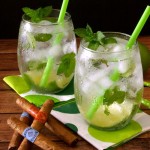two glasses of cuban mojito cocktails