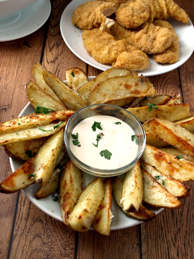 A plate of Roasted Parmesan Ranch Potatoes