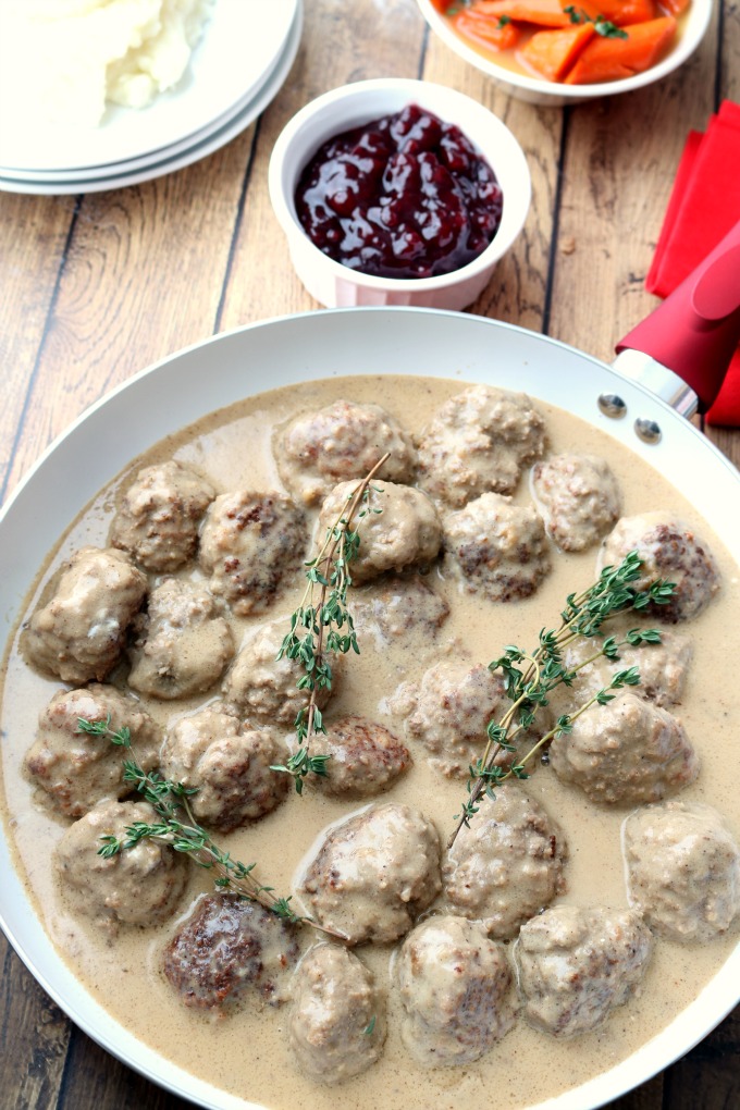 Noregian Kjøttkaker Meatballs are tender and delicious. Serve with mashed potatoes, seasonal vegetables and Lingonberry jam for a Norwegian dinner at home.