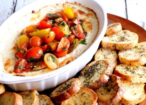 Baked Goat Cheese Dip is quick and simple to make and is perfect for entertaining or as the appetizer for a date night meal.