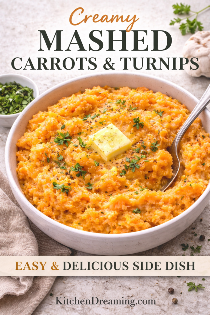 Mashed Turnips and Carrots Recipe – Creamy Root Vegetable Mash 9 Mashed Carrots and Turnips, creamy root vegetable mash topped with butter and herbs.