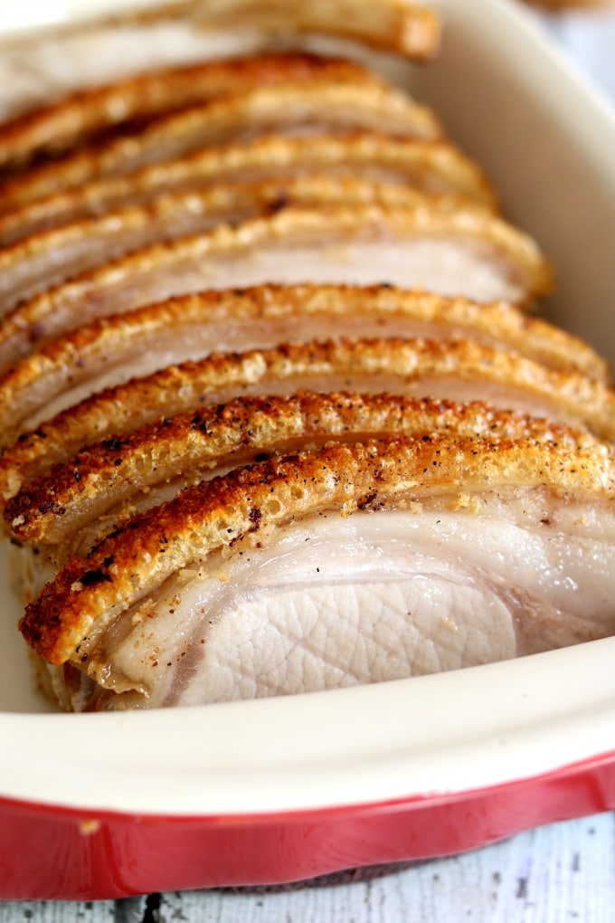 This traditional Irish style Roasted Pork with Crackling is well worth the extra effort to acquire the specialty cut from your local butcher. 