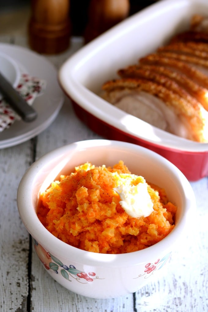 The mashed carrots are sweet while the rutabagas have an earthy flavor and they pair very well together. The added sweetness from the butter and a good sprinkling of salt really makes this dish shine. 