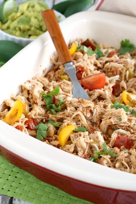 Crock Pot Shredded Mexican Chicken is EASY to use in so MANY recipes. SCORE!