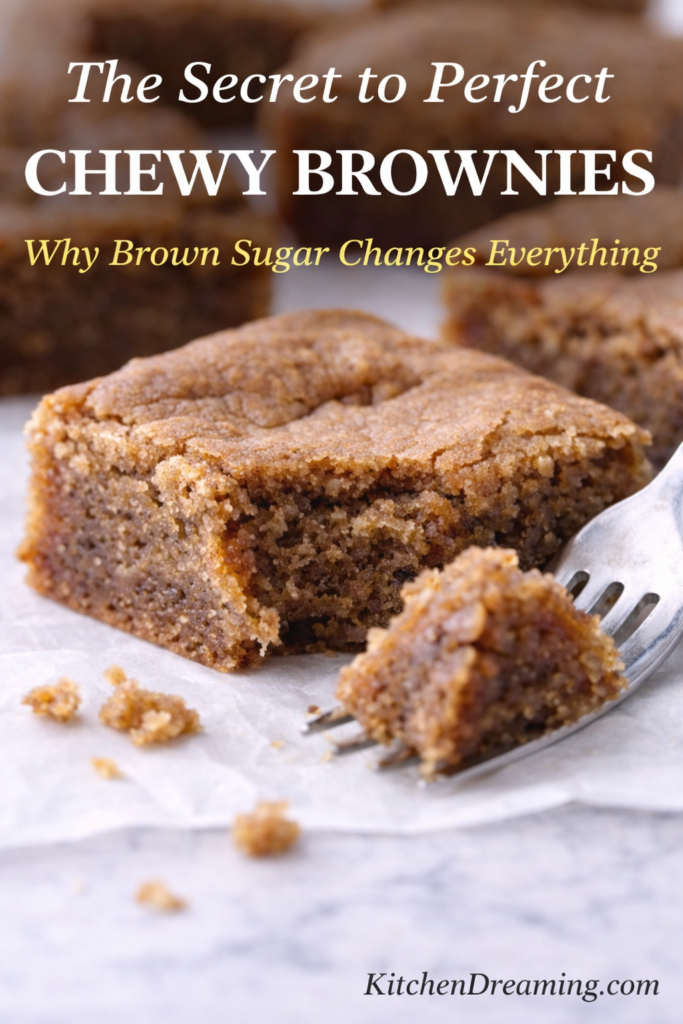 Chewy Brownie Recipe with Brown Sugar (Easy From Scratch) 8 Chewy brownie recipe made with brown sugar, showing a fork bite texture and soft, dense center.