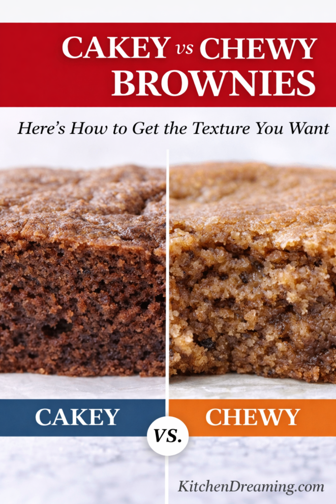 Chewy Brownie Recipe with Brown Sugar (Easy From Scratch) 9 Cakey vs chewy brownies comparison showing two brownie textures, with tips for making a chewy brownie recipe from scratch.