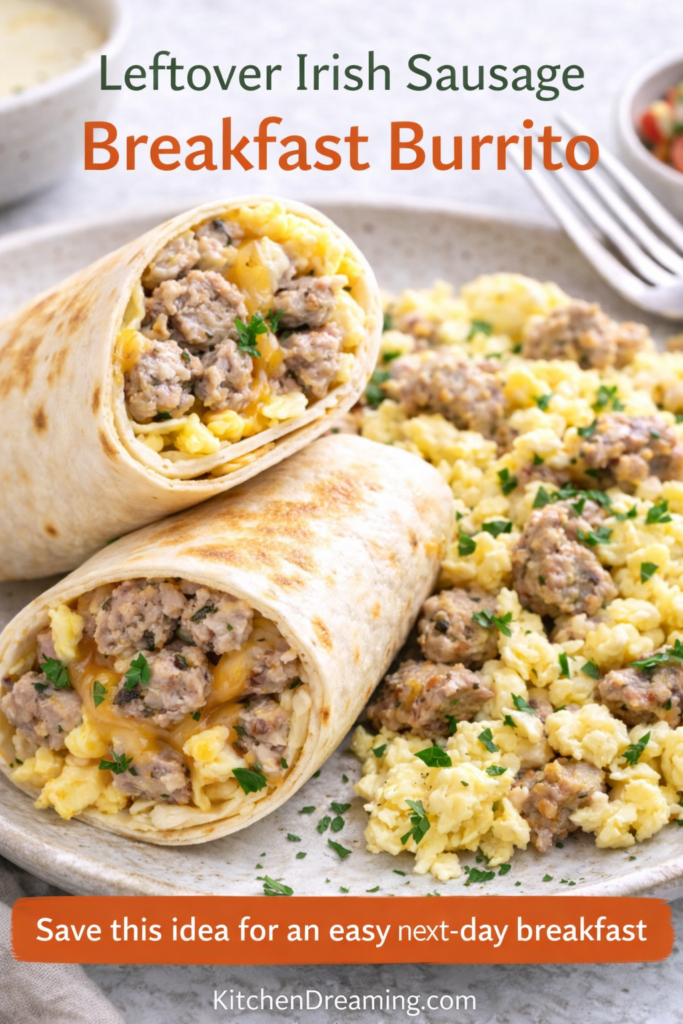 Irish Sausage Recipe - Traditional Irish Bangers at Home 12 Irish sausage recipe leftovers repurposed into breakfast burrito and eggs.