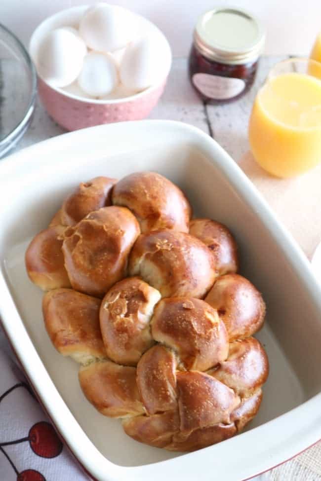 brioche bread in a pan ready 