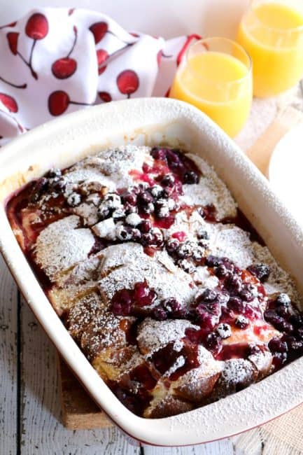 Topped with fresh warm Blueberry Sauce, this easy Cream Cheese Stuffed French Toast with Blueberry Sauce pleases any crowd.