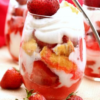 Strawberry Shortcake Trifle has layers of homemade strawberry sauce, luscious whipped cream and fluffy angel food cake. This combination of ingredients comes together to create the perfect bite