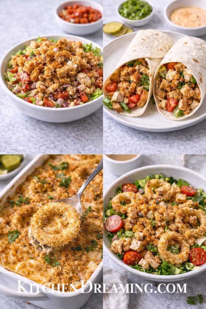 Crispy Air Fryer Onion Rings Recipe (Easy Homemade Version) 5 Leftover air fryer onion rings used in wraps, salads, and casseroles.