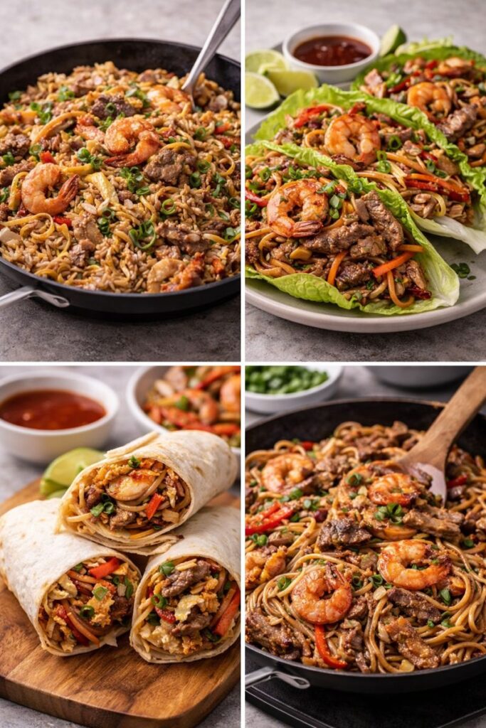 Loaded House Lo Mein 4 Leftover house lo mein repurposed into wraps, lettuce cups, and reheated noodle dishes.