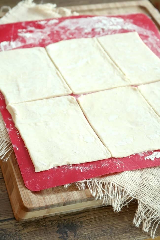 Puff pastry on a cutting board