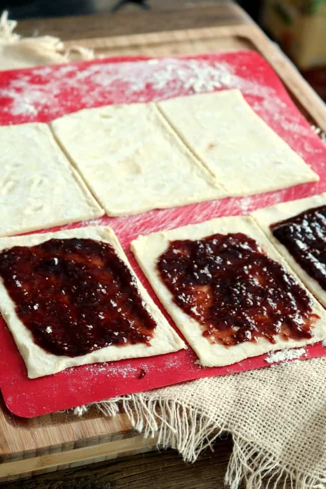 Puff Pastry topped with raspberry jam