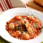 A simple fresh pomodoro tomato sauce over pillowy, soft gnocchi. Gnocchi in Pomodoro Sauce; it's what's for dinner. Yum.