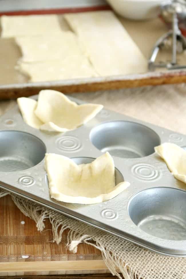 Puff Pastry dough in muffin tins