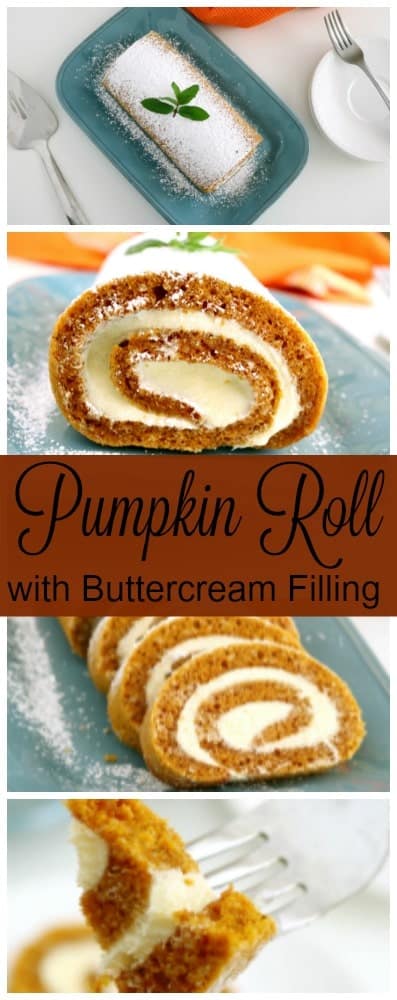 A pinterets pinnable image for pumkin roll cake.
