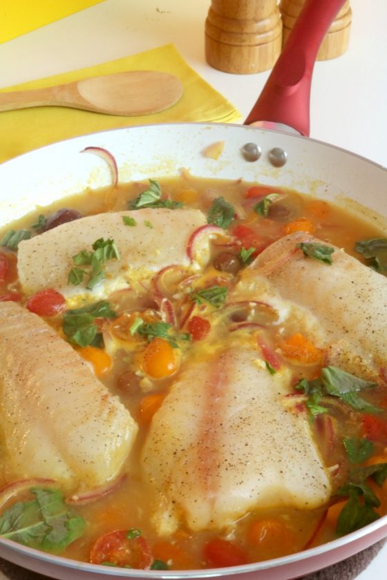 Poached Cod with Tomatoes and Saffron | Kitchen Dreaming