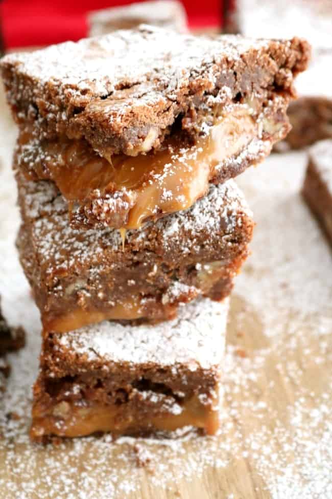 Gooey Layered Turtle Brownies are perfect anytime but even more so for your sweet honey bunches this Valentine's Day. I whipped up a batch of these decadent brownies earlier this week and OH MY - so delicious. Modeled after the 