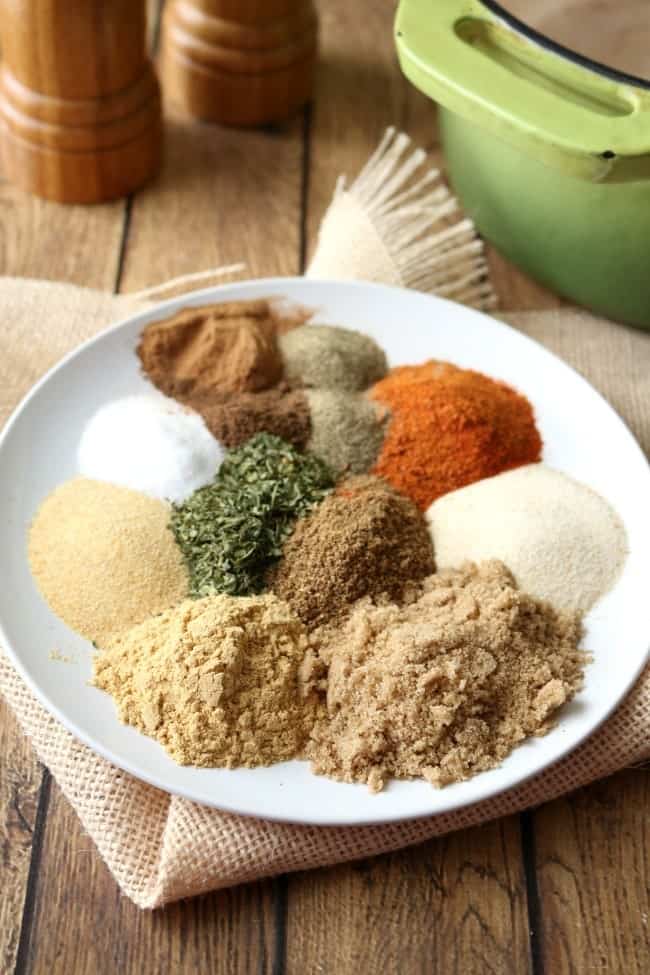 A plate of dry rub ingredients