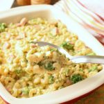 Fresh steamed broccoli and perfectly cooked macaroni noodles are enrobed in a velvety cheese sauce and then tossed with some ham cubes in this delicious Broccoli Ham Mac and Cheese.