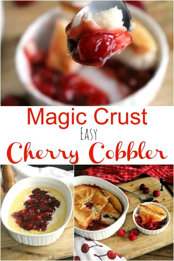 a pinnable image of easy cherry cobbler 