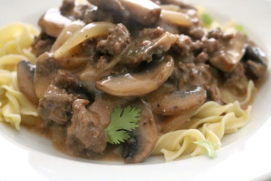 Slow Cooker Ground Beef Stroganoff is an easy weeknight meal that's ready when you are & starts with simple ingredients already in the pantry.