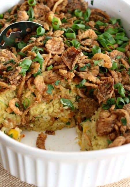 The sweet yet savory flavor of this creamy corn pudding side dish makes it the perfect comfort food and accompaniment to your next holiday dinner. The recipe uses common pantry ingredients making it easy to prepare.