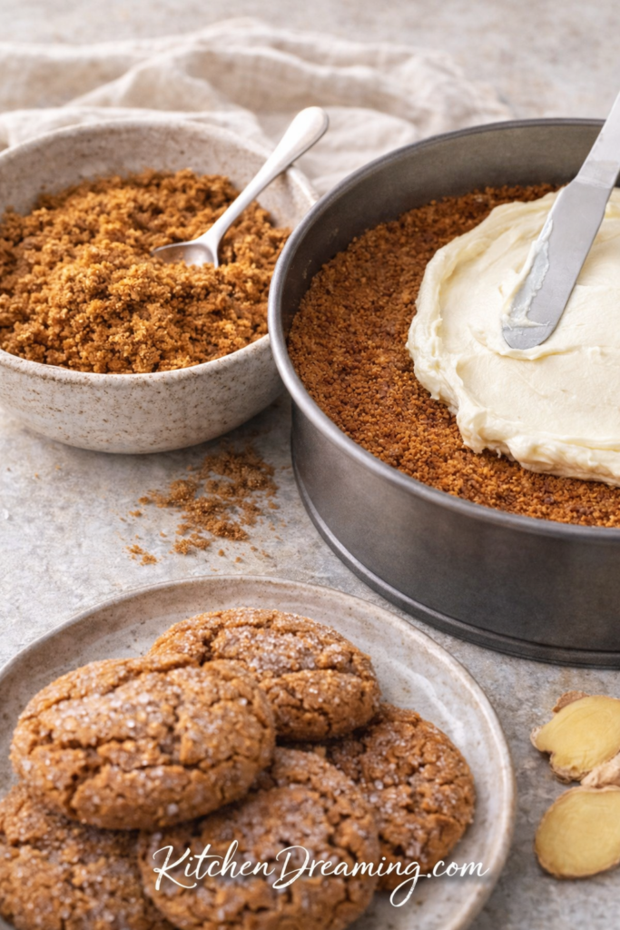 Chewy Gingersnap Cookies Recipe with Soft Centers 5 crushed gingersnap cookie crumbs used for a cheesecake crust.
