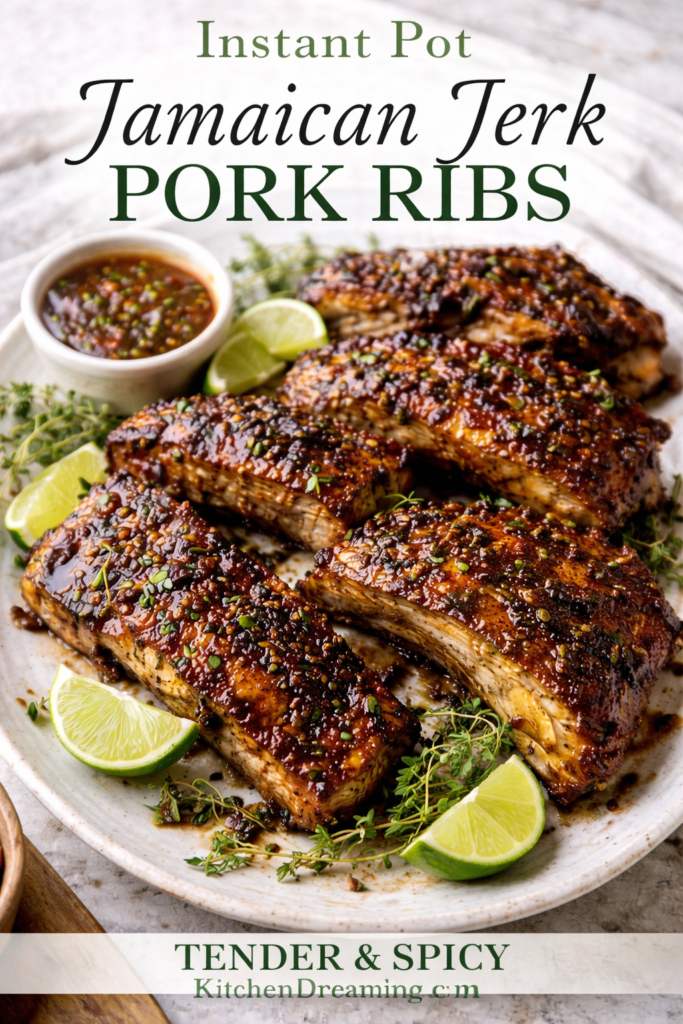 Instant Pot Jamaican Jerk Pork Ribs (Tender and Spicy) 9 Jamaican Jerk Pork Ribs, Instant Pot ribs with caramelized jerk glaze and lime.