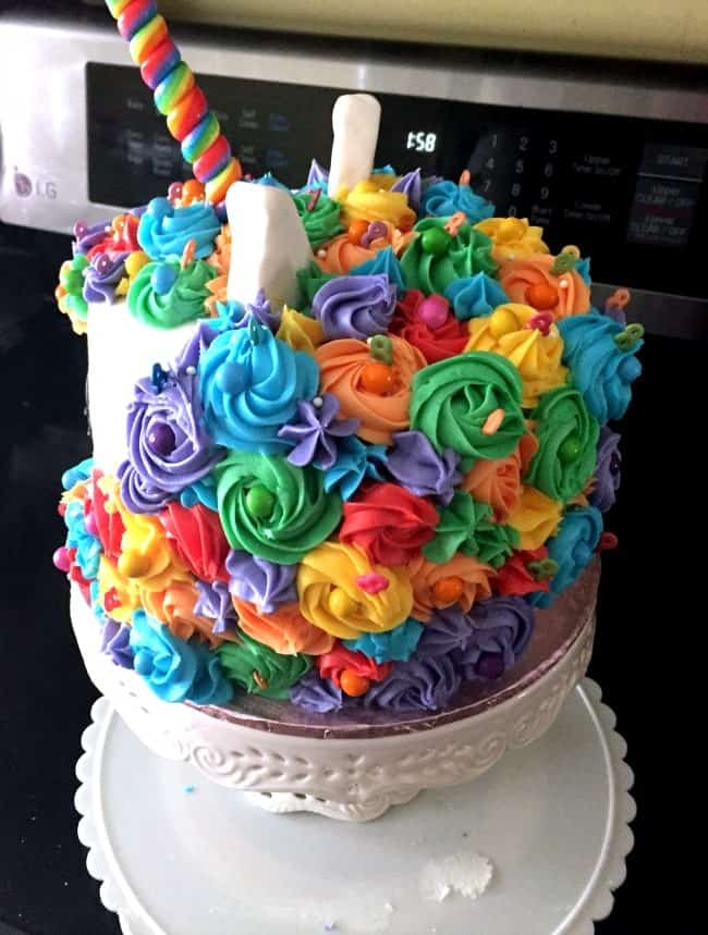 The back of the Mystical Rainbow Unicorn cake. 