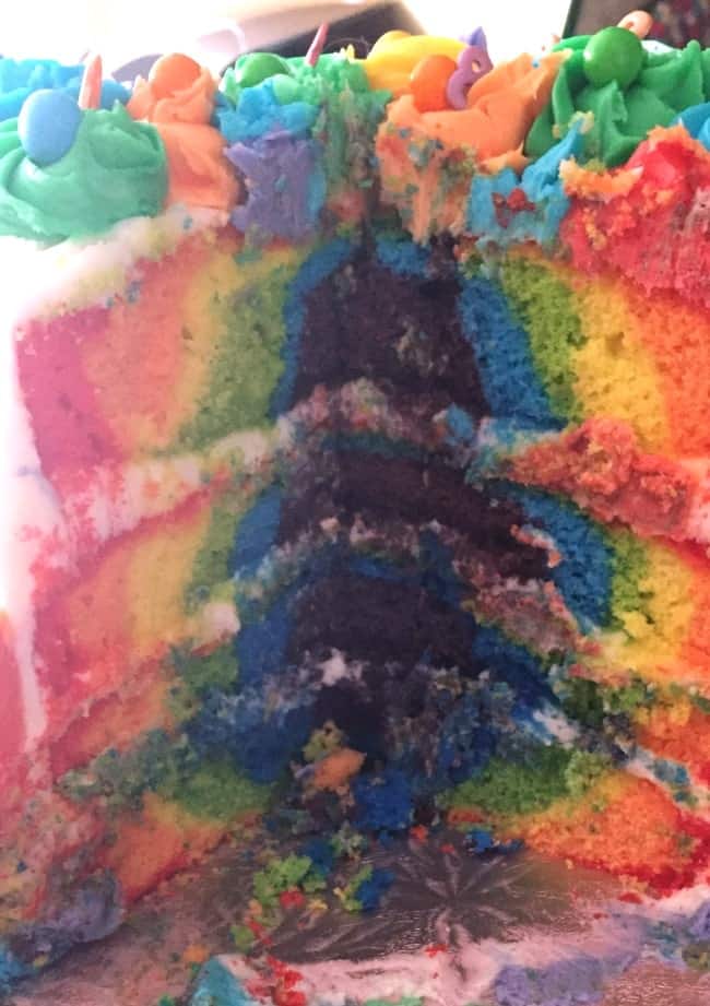 the center of the mystical unicorn rainbow cake. 