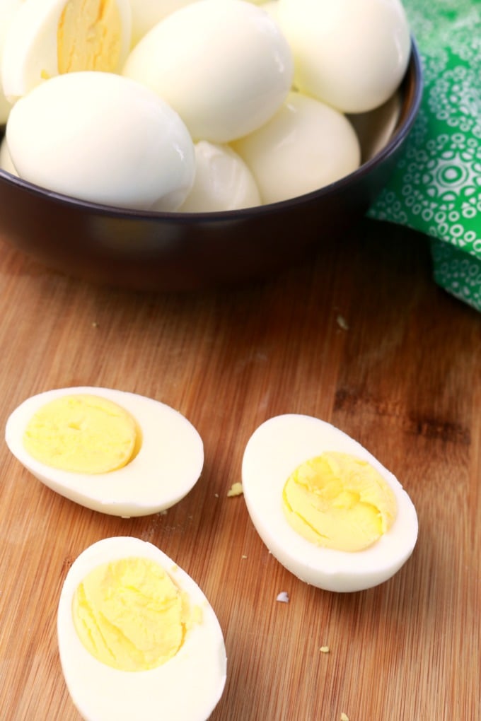 1. Peel the hard-boiled eggs.