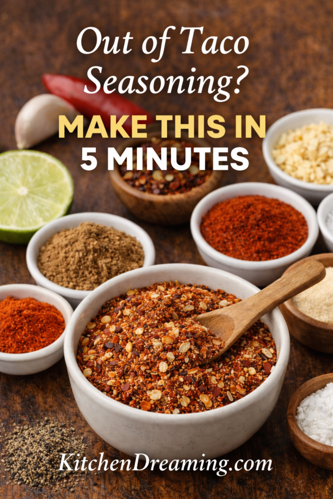 Homemade Taco Seasoning Recipe No MSG Easy Pantry Blend 8 Homemade taco seasoning in a bowl with pantry spices, quick DIY taco seasoning recipe for taco night