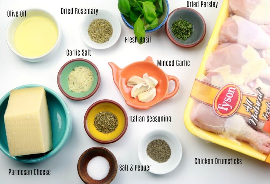 A photo of the ingredients for garlic-parmesan chicken 